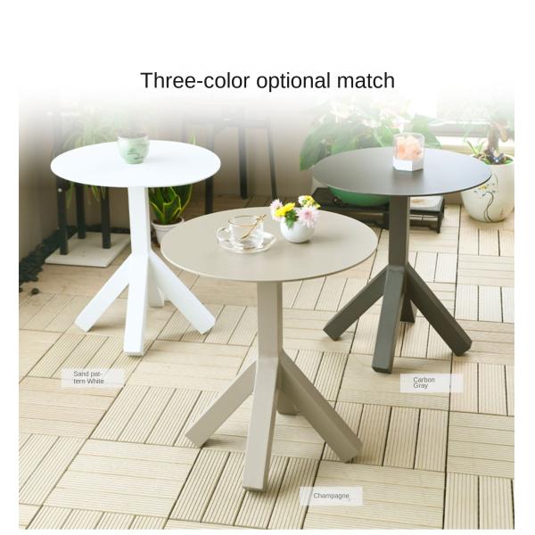 Nordic Style Outdoor Round Top Aluminium Coffee Tea Table For Balcony Garden Beach