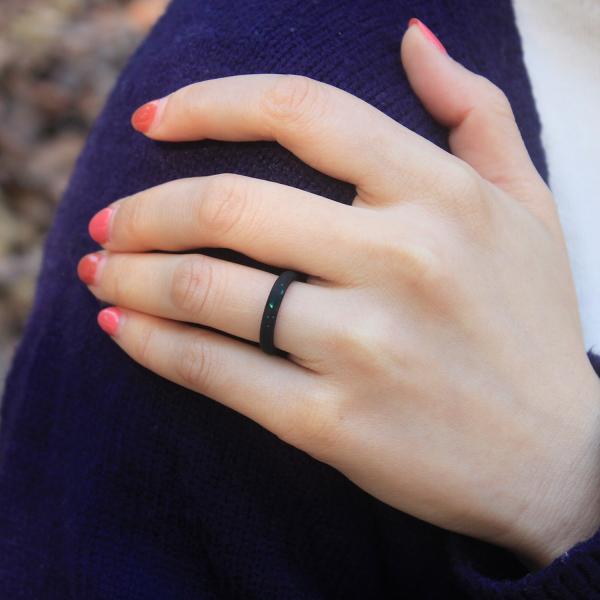 Women's Rubber Silicone Ring Inlay Technology Channel Setting Classic Sparkle Rubber Wedding Band Multi Colors 2.7mm