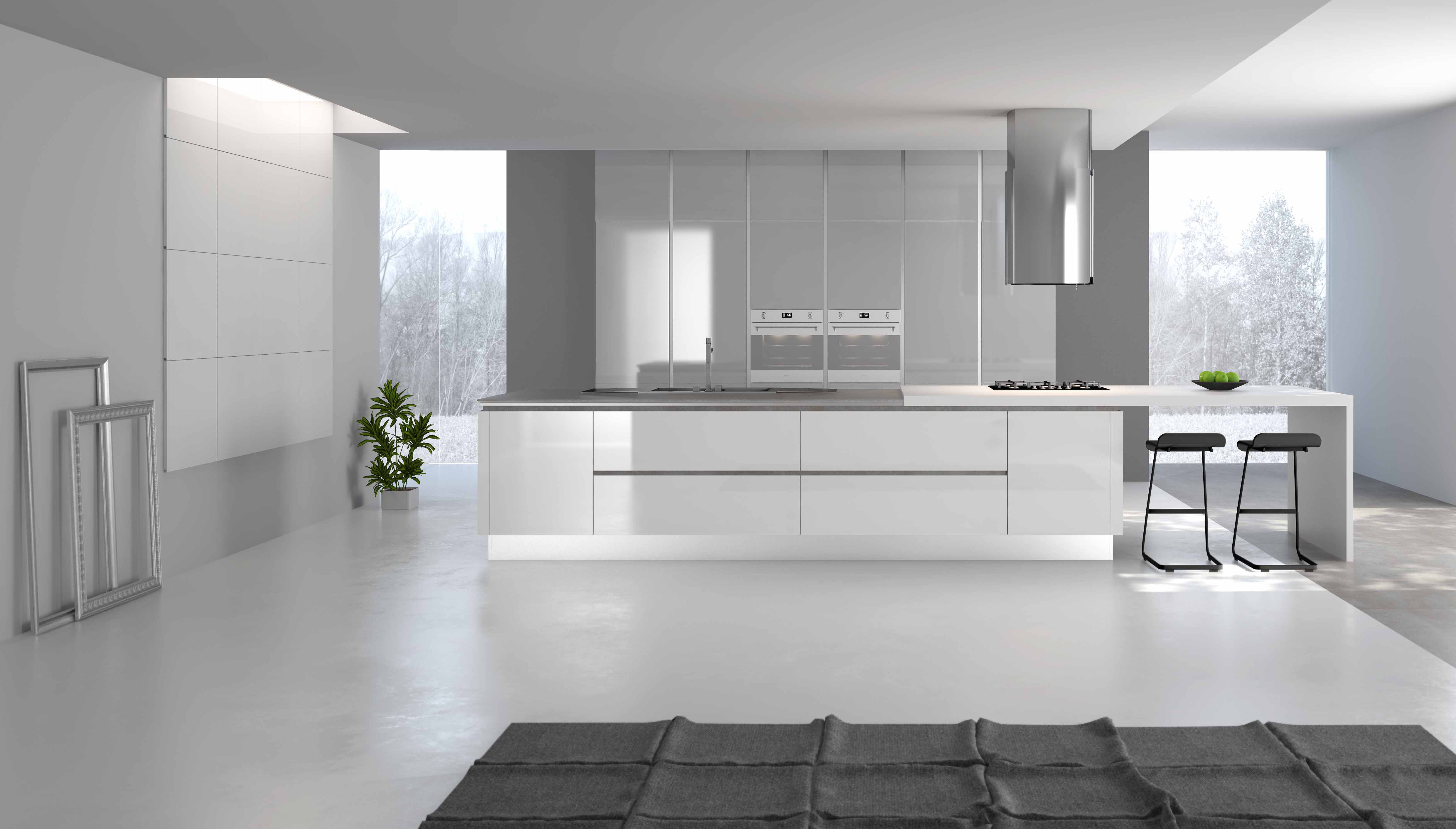 Upgrade Your Kitchen with Top Veneer and Lacquer Finish Modern White Island Cabinets