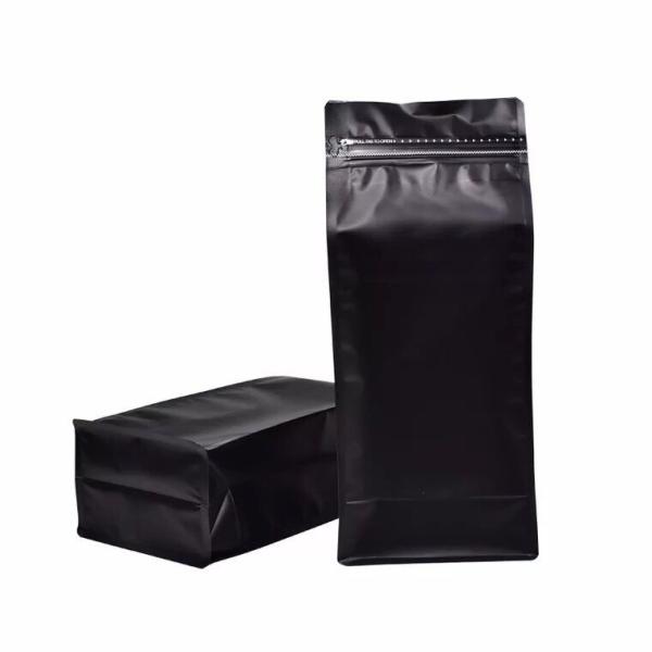 plastic coffee mate packaging bag quad side seal bag with flat bottom