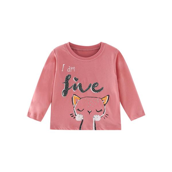 Polyester Spring Children'S Clothing Bottoming Top Girls Grey Long Sleeve Shirt