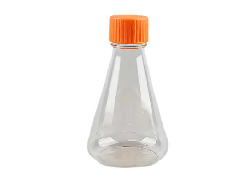 склянка 500ml пластиковая Erlenmeyer в лаборатории для бактериальной культуры