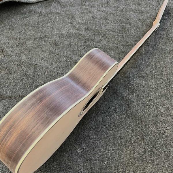 Custom Solid Spruce Top OM Kits Acoustic Guitar without Finishing, Customized Logo on Headstock