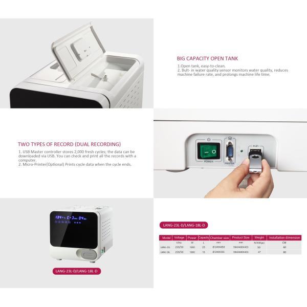 Portable Dental Autoclave Steam Sterilizer 23L 18L Table Top