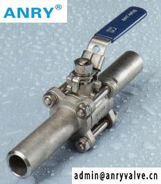 3PCS BSP NPT Nipple Threaded CF8M Body Reinforced Ptfe Valve