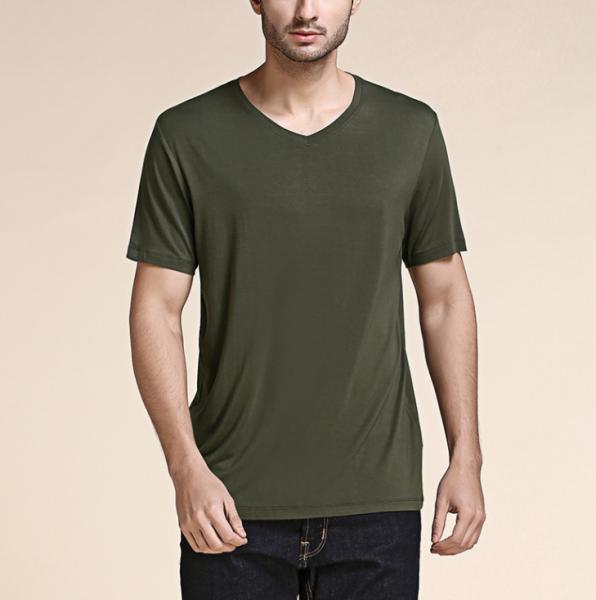 Customized Blank V Neck Bamboo T Shirt XXS - XXXL Size Anti Wrinkle