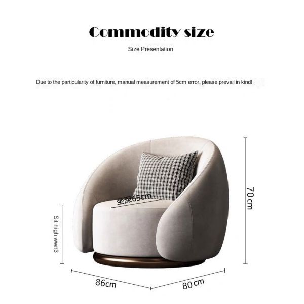 Modern Leisure Lounge Sofa Chair Lazy Swivel Accent Chair Rotatable Single Seat Round Velvet Fabric Sofa Chair for Living Room