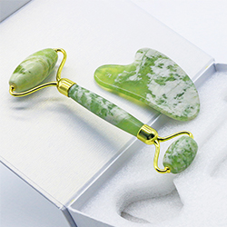 Multi-Function Beauty Equipment White Crystal Jade Facial Roller with Customized Logo