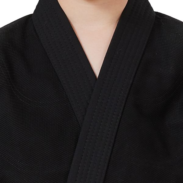 Shrink Proof 100% Cotton Black BJJ Gi With 350 GSM Pearl Weave For Boys And Custom Logo OEM Service