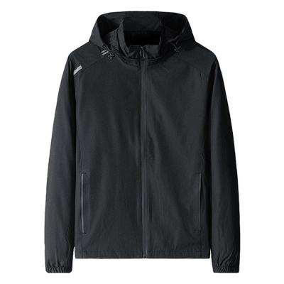 Roupa Windproof dos homens do tamanho do algodão jaqueta 100% encapuçado preta da grande