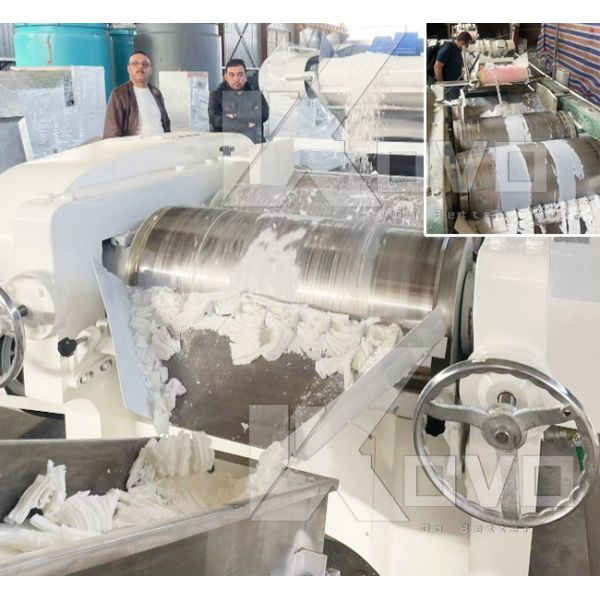 Three Roll Mill Soap Grinding Machine with High Wear Alloy Rollers, Water-Cooled Rollers, and Automatic Grinding