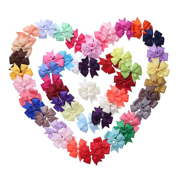 196 Color Range Selection Grosgrain Hair Ribbon Bow with Custom Logo and Clip On Back