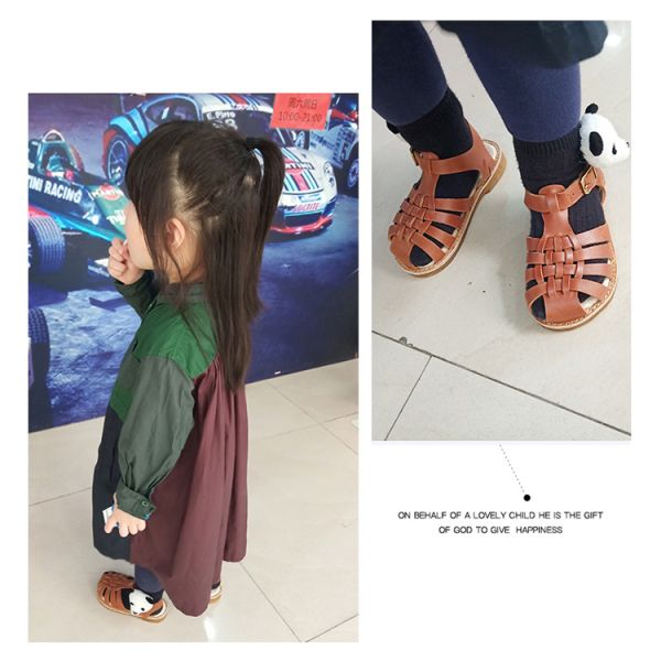 Real Leather Closed Toe Girls Stylish Kids Shoes