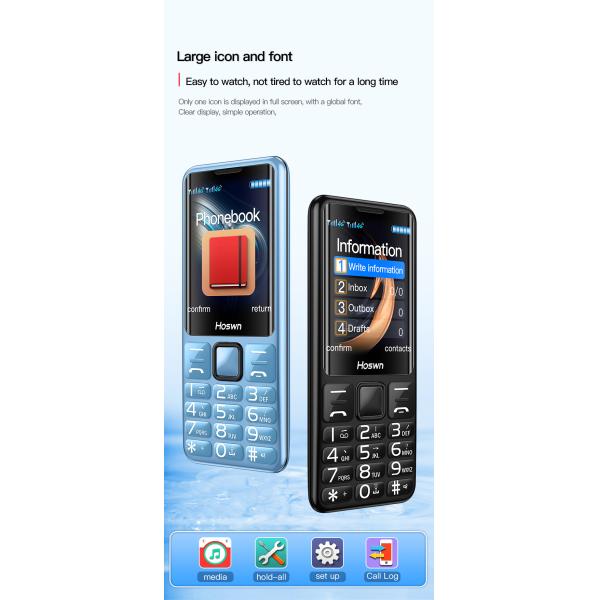 Dual SIM i79 (H6) 4G  2.4'' TFT Screen 32MB RAM Torch Elderly Mini Cellphone
