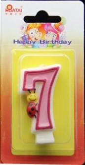 Number Candle with Pink Edge and Pink Color inside Painting with cut coccinella septempunctata