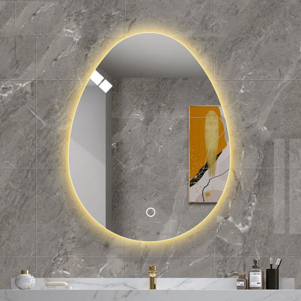Frameless LED Oval Bathroom Mirror 3000K - 6000K LED Touch Sensor Mirror For Hotel