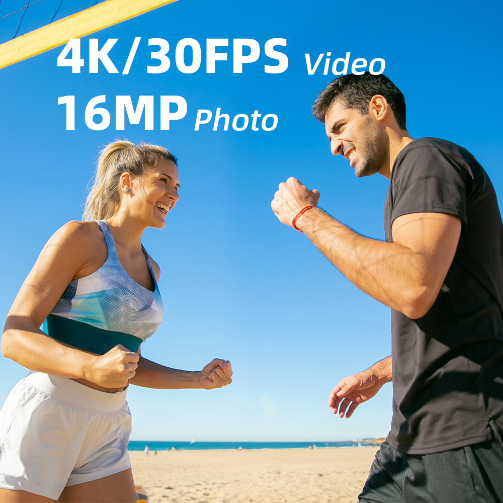 4K Waterproof Sports Action Camera with 170 Wide Angle Dual Touch Screen WiFi 30m Housing 2.4G Remote Control for Outdoor Use