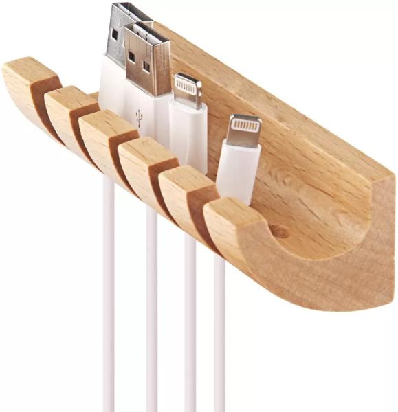 9*4*3cm Organizador de Mesa de Madeira Bambú Natural Para Gestão de Cabos