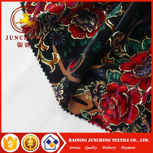 2018 hot sale burnout printed KS silk velvet fabric for dresses