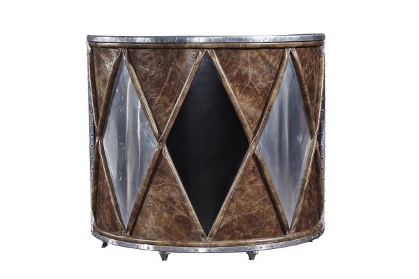 Full Handwork Aluminium Sheet Vintage Leather Counter High End Bar Furniture