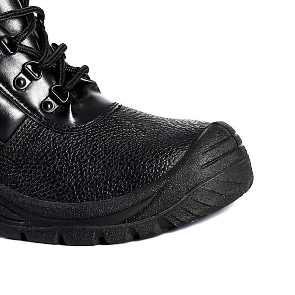SHENGJIE Oil Acid Resistant Non-Slip Pu Outsole Steel Toe Steel Plate Protection Men'S Black Leather Safety Shoes