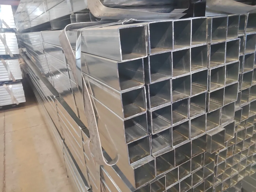 HDG 50x25 sección de caja ASTM A123 tubo cuadrado galvanizado de 6m-12m