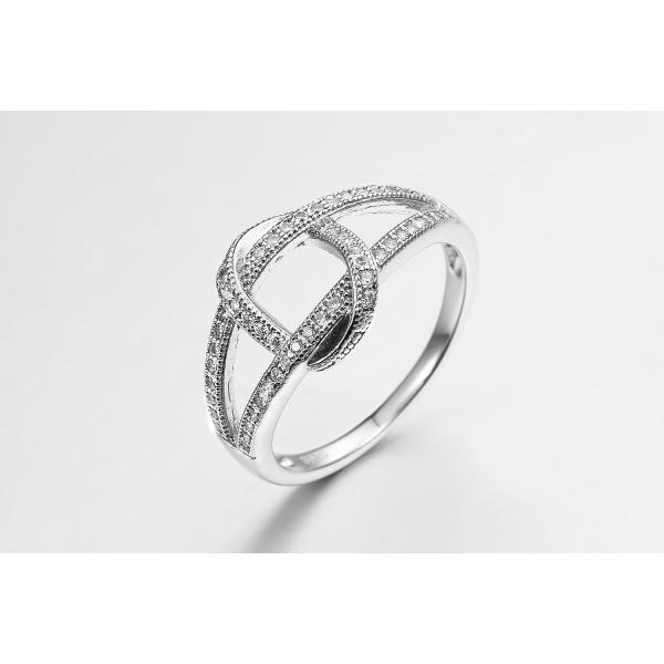 2.80g Curved CZ Wedding Band 2.5mm Silver Rings With Stones For Ladies