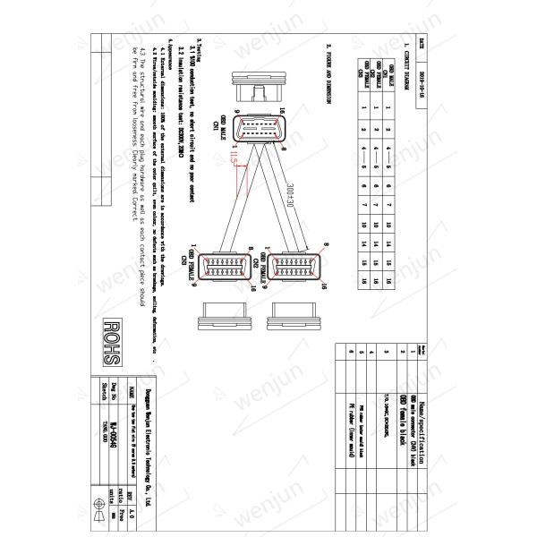 Mâle de voiture à conjuguer nouille mince plate d'OBD2 Y de câble d'extension femelle de coude