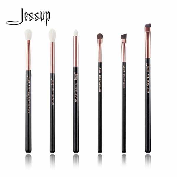 metal ferrule double crimped Mini Eye Brush Set Black And Rose Gold Color