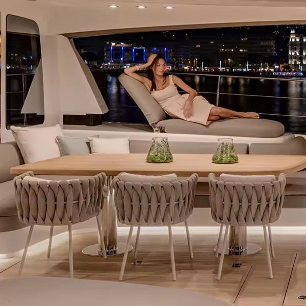 310GM2 Fabric Rope Outdoor Dining Chair Washable Rope Garden Chairs