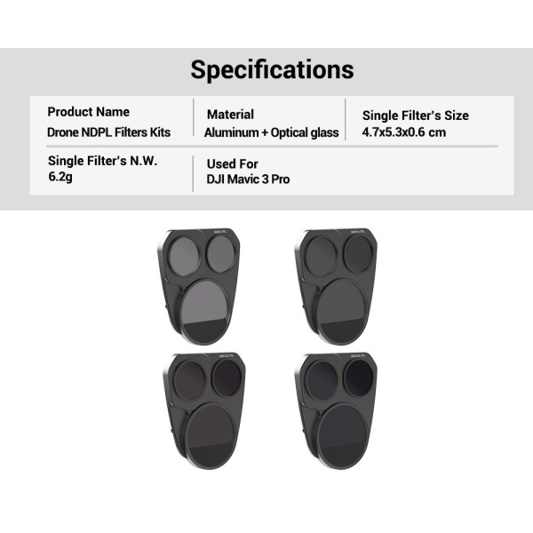 47x53mm ND PL Filter  3 / 4 / 5 / 6 Stops Drone Camera Filter For DJI Mavic 3 Pro