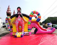 Da corrediça Bouncy do castelo da barraca do açúcar casa combinado inflável do salto para o divertimento