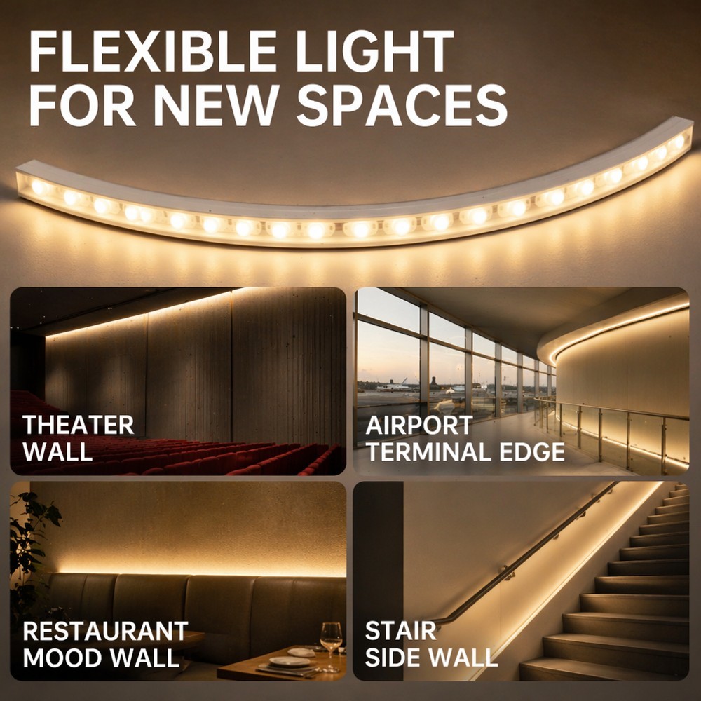 IP66 Flexible LED Wall Washer 48LED/M 18W DC24V Ra80 DMX512 Optional For Facade Lighting
