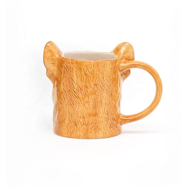 Best Selling cute earthenware 3d dog shaped Animal Ceramic Mugs Design with 3D handpaint zara