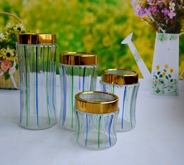 SET OF 4 PCS GLASS CANISTER