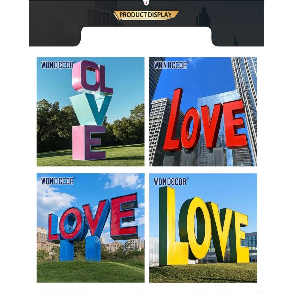 Customized park metal art word LOVE letter stainless steel sculpture