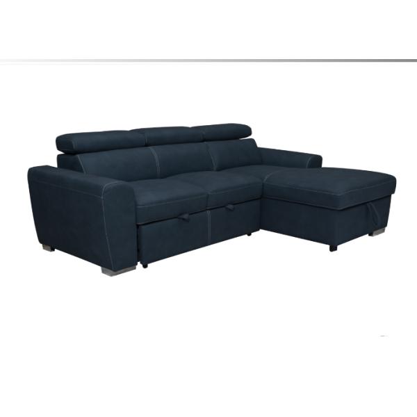 Black Wooden Frame Functional Sofa Bed Technological Fabric Cover Spring Plastic Legs