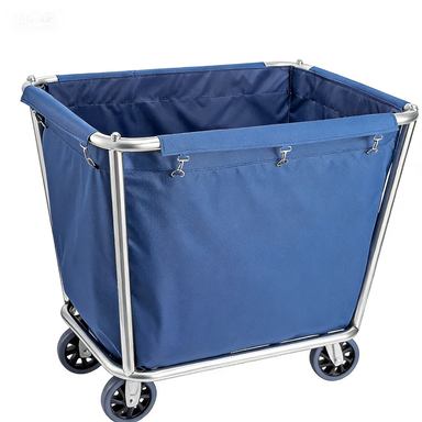 Thickened Stainless Steel Hotel Linen Trolley with Linen Bag for Room Service & Storage