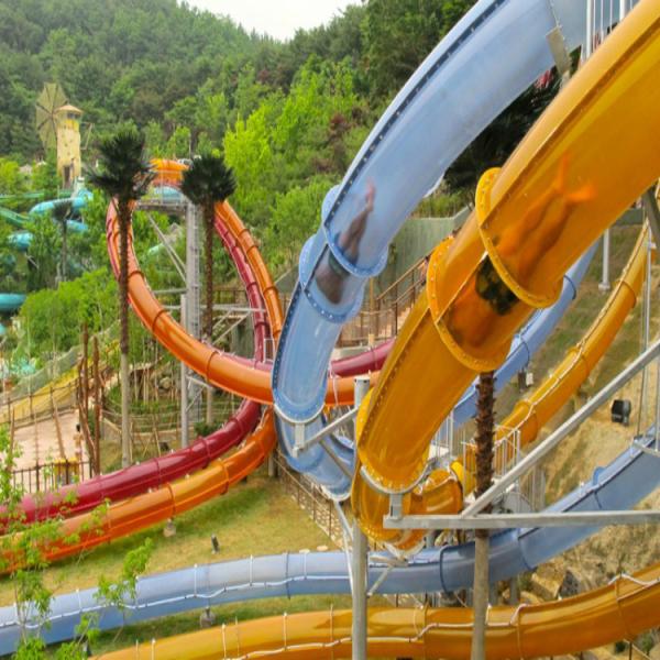Teenager Fiberglass 14M 7.5KW Water Park Slide Barrel Sled Shape