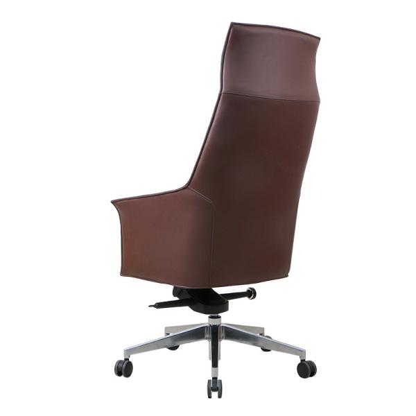 BIFMA Ergonomic Task Chair PU Brown Leather Rolling Chair Curved Plank