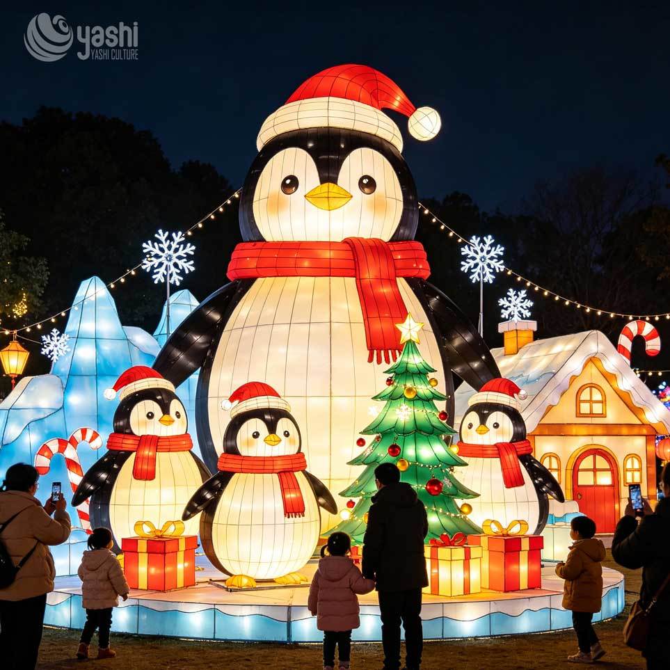 Custom LED Gift Box Stack Light Sculpture, Outdoor Christmas Gift Lantern Set with Snowman, Support Customization