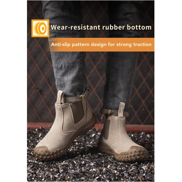 Suede Leather Chelsea Safety Shoes Steel Toe Safety Boots Kevlar Work Shoes Slip-Resistant Rubber Work Boots For Industrial Work