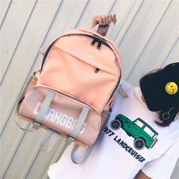 Summer south Korean version of the new canvas backpack female bag schoolbag college wind large capacity travel bag