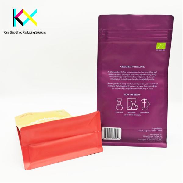 Easy Tear 500g Coffee Packaging Bags Resealable Zipper With Valve