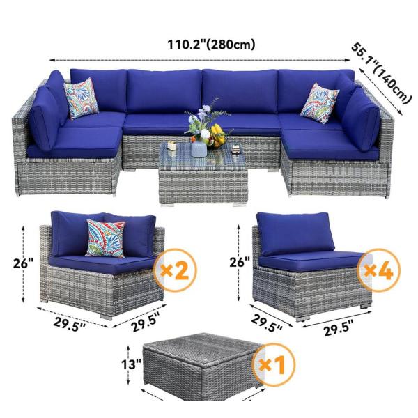 Modern Design PE Rattan Outdoor Furniture Set for Garden Wicker Weave Sectional Sofa Set