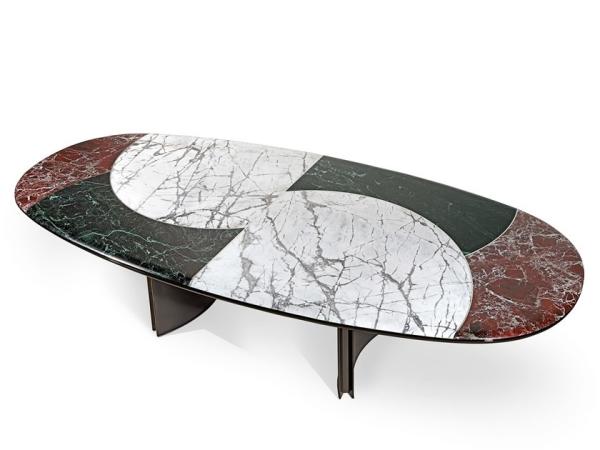 JASON Modern Dining Room Tables With Unique Oval Marble Top Composed