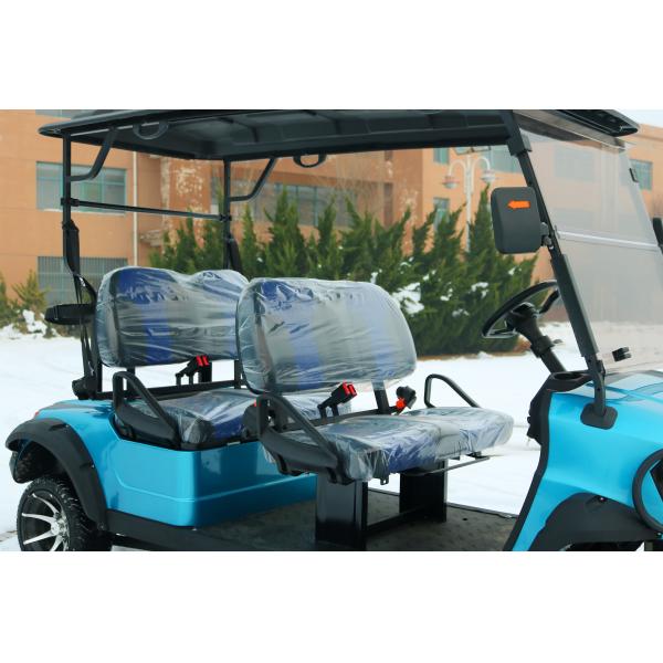 Azul 2 + 2 asientos lujoso carro de golf eléctrico personalizado color y logotipo con batería de litio para diversos escenarios como lugares escénicos y club