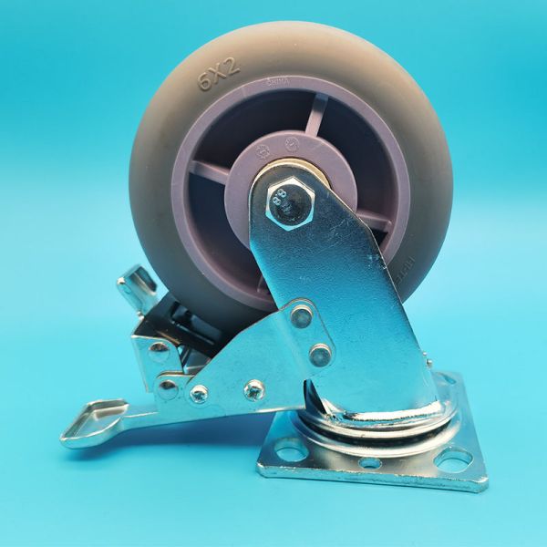 Superior Floor Protection Industrial heavy duty Load-Bearing TPR rubber core casters singel 4 Braking Rigid Swivel  Food Service and Hospitality
