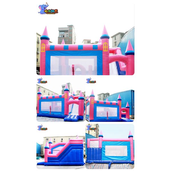 Outdoor Pink Inflatable Bouncy Castle Inflatable Trampoline Slide 
