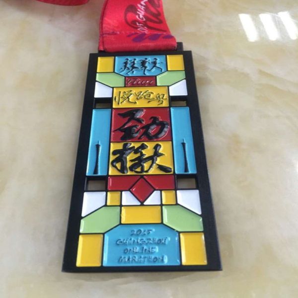 Gold enent race metal medals with ribbon, OEM medals for team